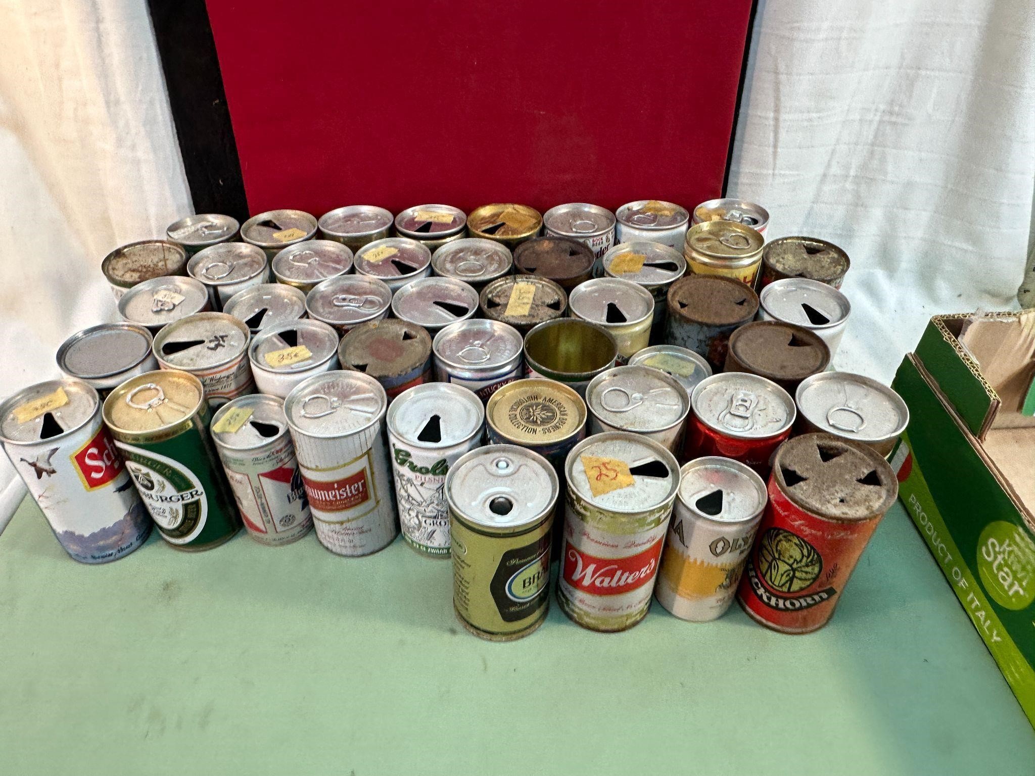 FLAT OF VINTAGE BEER CANS