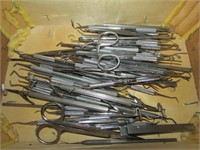 Wooden Box of Handheld Metal Dental Tools