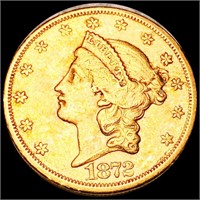 1872 $20 Gold Double Eagle ABOUT UNCIRCULATED