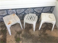 Set of Three Plastic Patio Tables