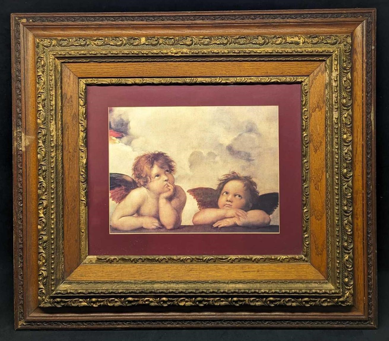 Framed Raphael Two Cherubs Print