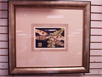 Framed and matted print of a dragonfly, frame
