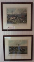 Pair of framed foxhunt scenes “ Drawing the