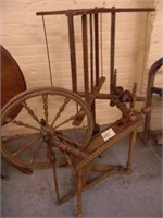 Early Towle Painted Spinning Wheel & Primitive -