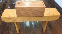 Wooden bench 27"x15"x7" and box w/ iron