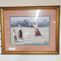 Framed Golf Ladies Art by R. Tolan