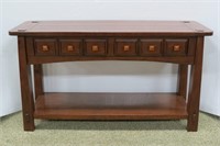 Arts & Crafts Style Two Tier Wood Sofa Table