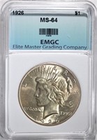 1926 PEACE DOLLAR EMGC CH/GEM BU