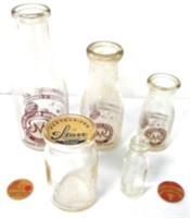Lot of 7,Glass Milk Bottles,Cottage Cheese Jar