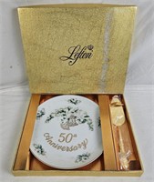 Lefton China 50th Anniversary Plate & Pie Server