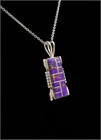 925 Sterling Silver Purple Turquoise Pendant