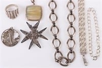 STERLING SILVER ANTIQUE LADIES JEWELRY - (7)
