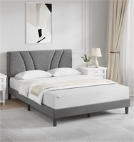 Novilla King Bed Frame and Headboard, Grey