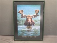 ~ Mister Moose Framed w/ Plastic Glass 19x25"