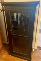tall black glass front cabinet modern