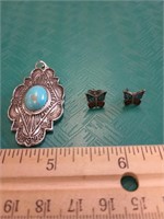 Pendant & Tiny Pair Of Earrings