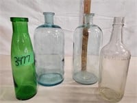 4 – Vintage Large Bottles, 2-Blue, 1-Green