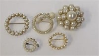 Lot of Faux Pearl Brooches Pins