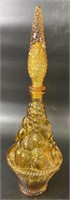 1960s Italian Embossed Fruit Amber  18”  Glass
