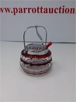 Burgundy to clear condiment jar by tableware