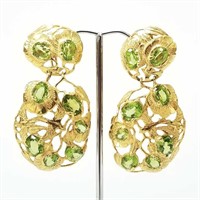 18K gold & peridot earrings artisan signed RJJFMN