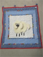 ADORABLE QUILTED LAMB WALL HANGING 31X34 INCHES