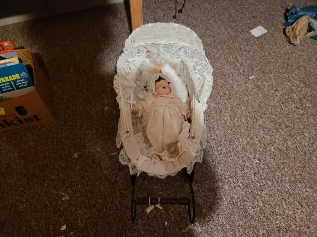 Lace Doll Carriage with Doll