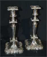 Pair Silver Plate Candlestick Holders
