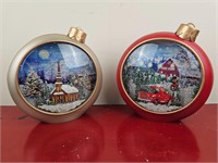 8.5" Pair Christmas Lighted Snow Globe Ornaments