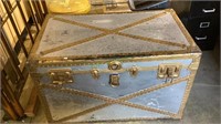 Huge antique steamer trunk - leather side handles