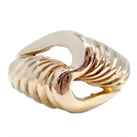 Designer Scalloped Crossover Ring 14k Gold