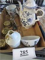 Glassware & Brass Laquered Molds, Tea Pot Music Bx