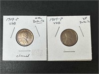 1909 VDB Lincoln Cents (2 coins)
