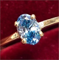 $3800 10K  1.5G Lab Lue Diamond 0.55Ct Ring