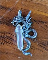 Sterling .925 Dragon & Crystal Pendent Charm