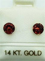 14K Yellow Gold, Garnet Earrings