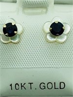 10K Yellow Gold, Sapphire Earrings,  0.64cts