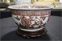 Asian style bowl with rosewood stand