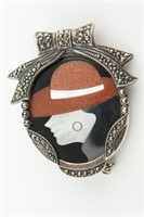 Mother of Pearl & Marcasite Portrait Brooch