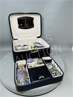 black travel jewelry box & costume jewelry