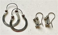 2 pair sterling silver pierced earrings