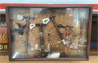 26x28" Display Case with native American weapons