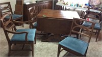 Dropleaf dining room table, 6 chairs, 3-12” table