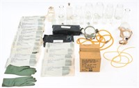 US ARMY MEDICAL SUPPLY LOT GLASS BOTTLES & GLOVES