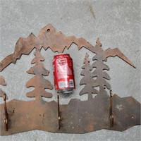 Plasma cut hat rack  Moose, Mountains, trees