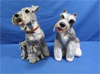2 Resin Schnauzer Dogs-made in Mexico 12"H & 13"H