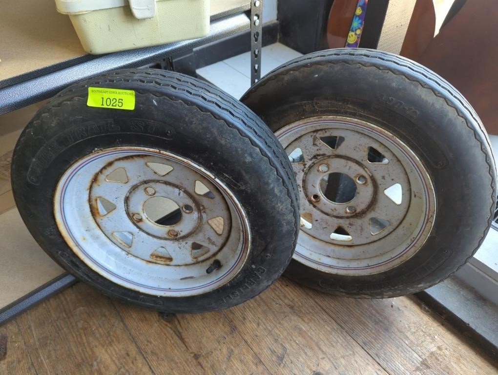 2 used trailer tires size 4.80-12 rated B