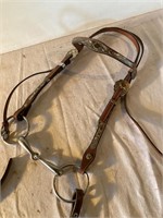 Leather show bridle. Snaffle bit.Reins need repair