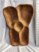 Hand carved wooden snack tray