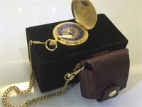 Franklin Mint Eagle themed pocket watch w/ chain